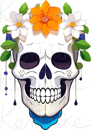 Imagen del diseño de calavera con flores para patrón de bordado gratuito en PDF